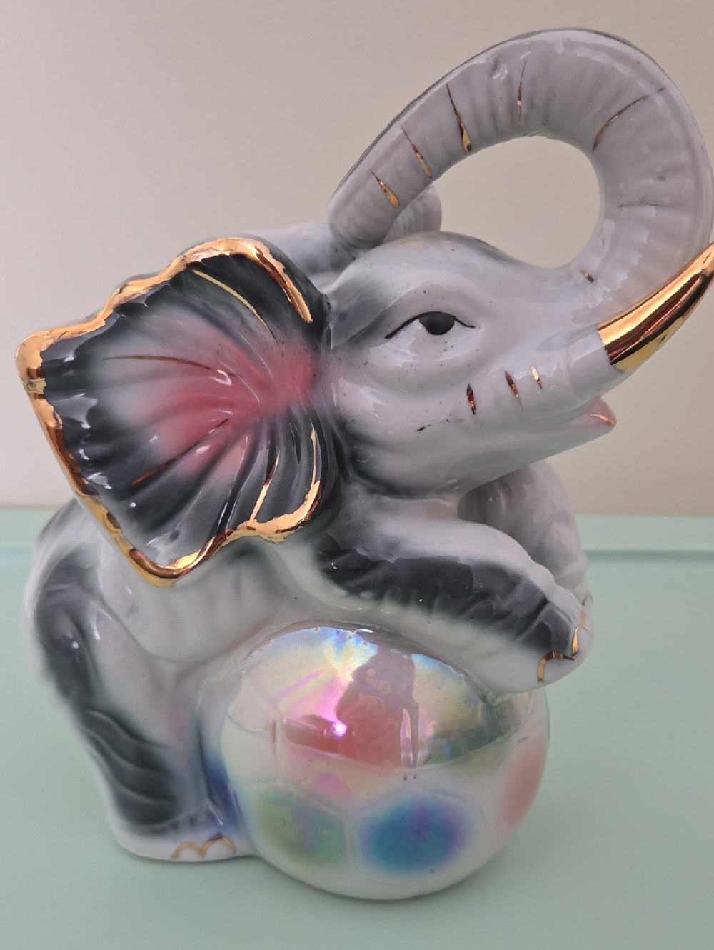 Vintage Ceramic Playful Elephant With Lusterware Finish